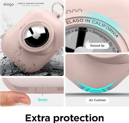 Elago AT Snapshot Silicone Case with Keychain Sand Pink for Apple AirPods Pro