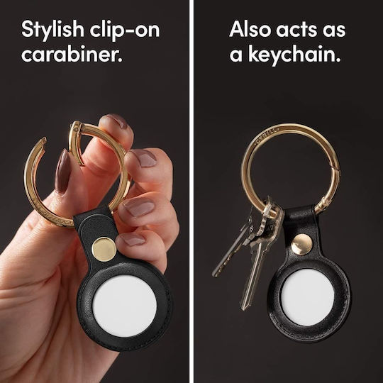 Spigen Cyrill Basic Θήκη Μπρελόκ Δερμάτινη για AirTag σε Μαύρο χρώμα