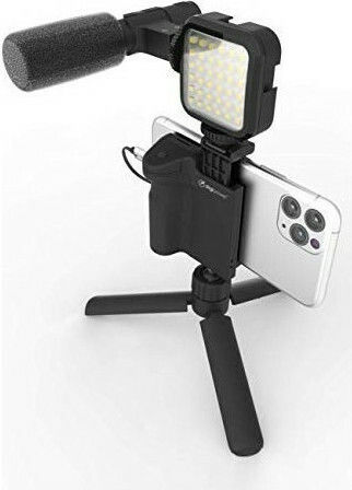 Digipower Digipower Vlogging Kit 4 Parts Cell Phone Tripod with Lighting Black