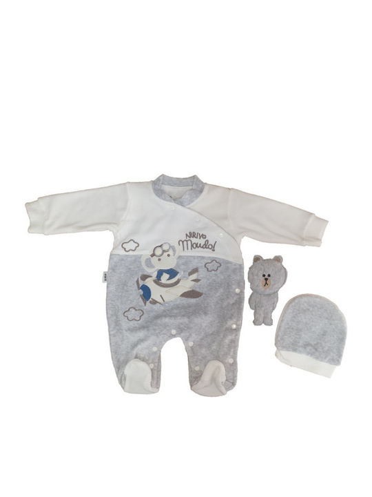 Hashtag Baby Bodysuit Set Long-Sleeved with Accessories Gray