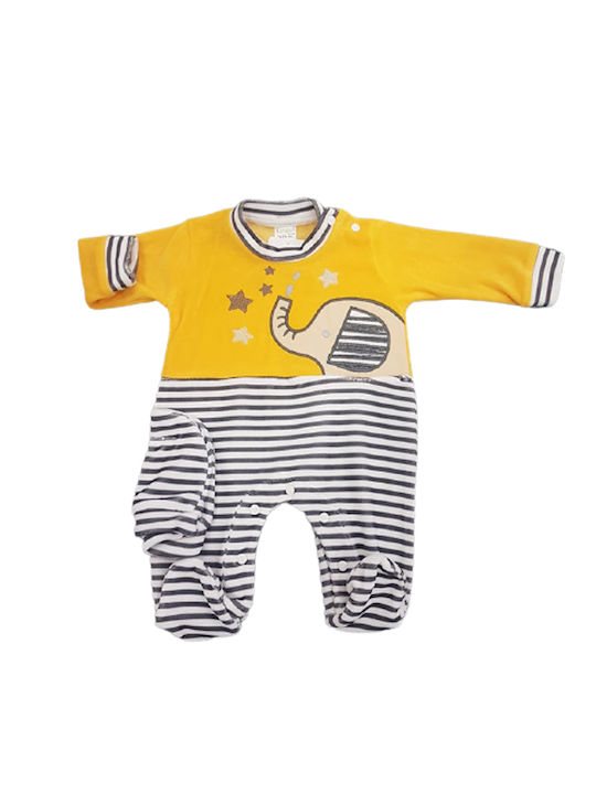 Kinder Baby Bodysuit Set Long-Sleeved Velvet with Accessories Yellow