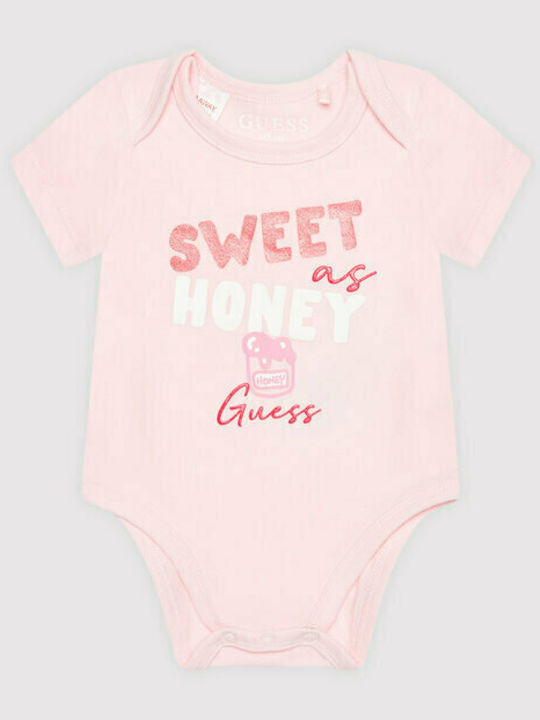 Guess Baby Bodysuit Set Long-Sleeved with Pants Pink 3pcs