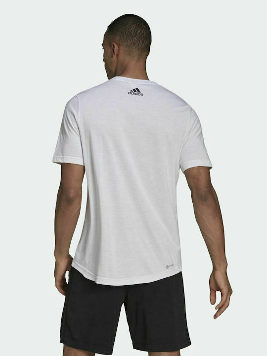 Adidas Designed To Move Αθλητικό Ανδρικό T-shirt Λευκό με Λογότυπο