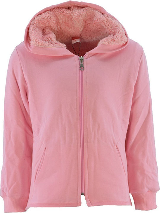 Joyce Girls Hooded Sweatshirt with Zipper Pink