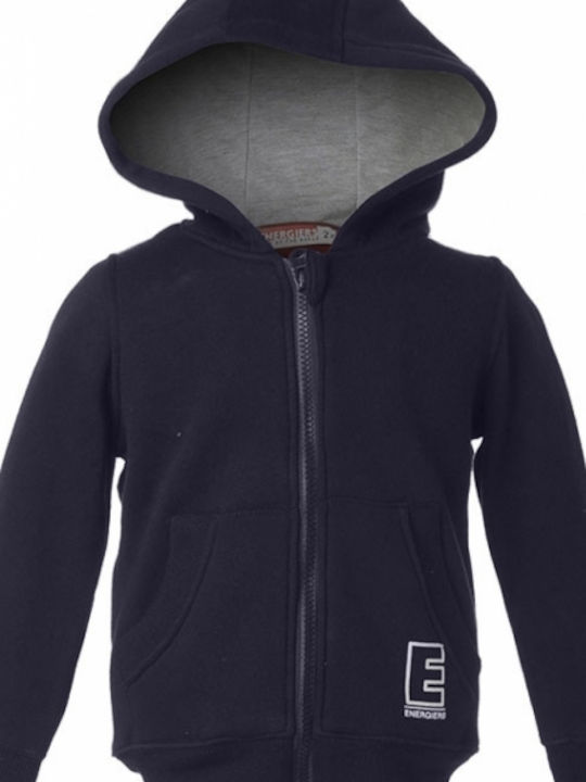 Kids Sweatshirt Cardigan With Hood And Pockets Navy Blue