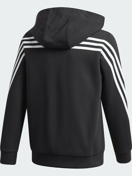 Kids Sweatshirt Cardigan with Hood and Pockets Black 3-Stripes