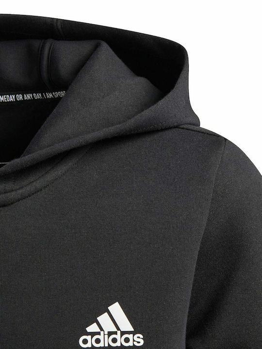 Kids Sweatshirt Cardigan with Hood and Pockets Black 3-Stripes