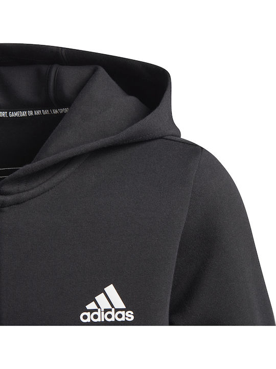 Kids Sweatshirt Cardigan with Hood and Pockets Black 3-Stripes