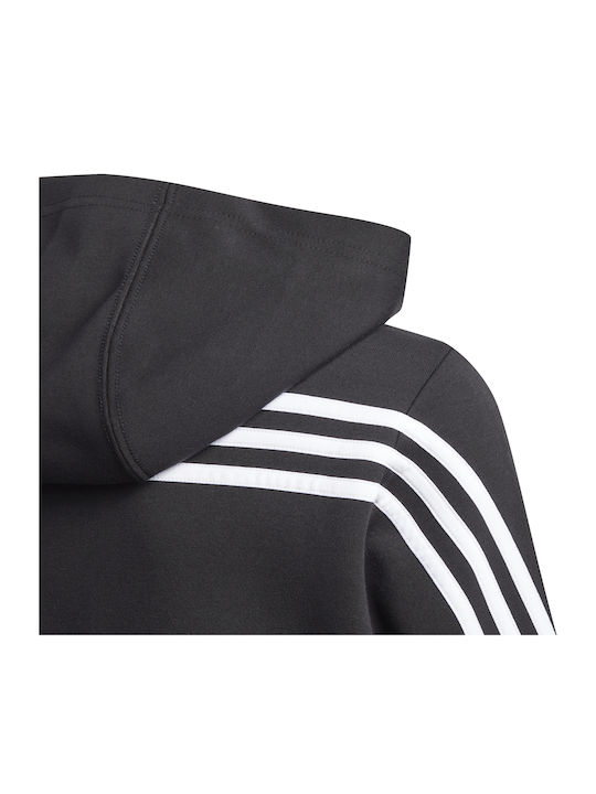 Kids Sweatshirt Cardigan with Hood and Pockets Black 3-Stripes