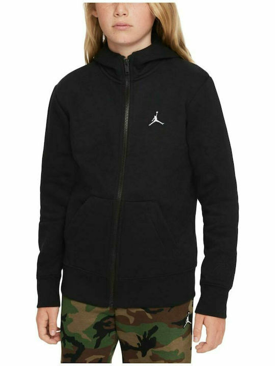 Athletic Kids Cardigan Cotton with Hood Black Essentials