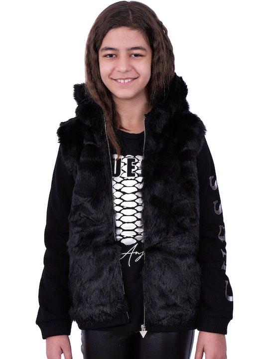 Kids Sweatshirt Cardigan with Hood Black Active