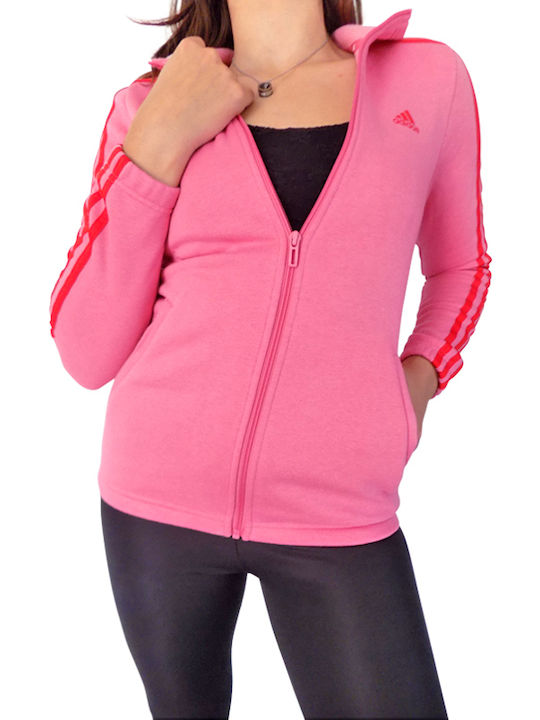 Sport Hanorac pentru copii De bumbac cu Glugă Roz Essentials 3-Stripes