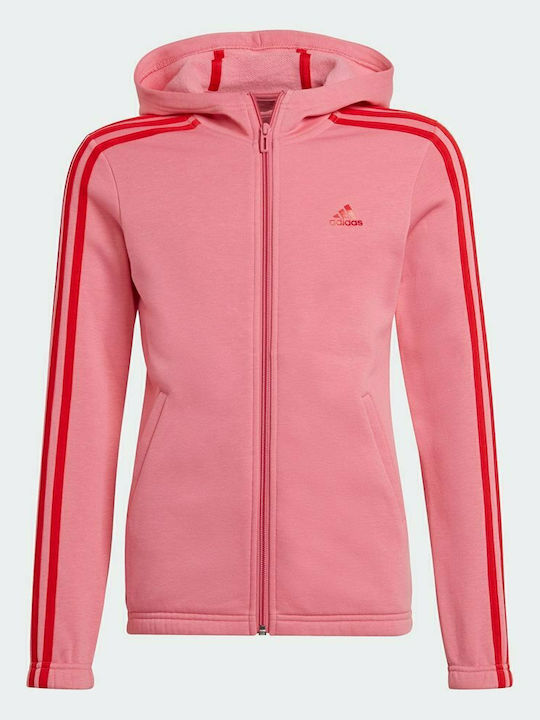 Sport Hanorac pentru copii De bumbac cu Glugă Roz Essentials 3-Stripes