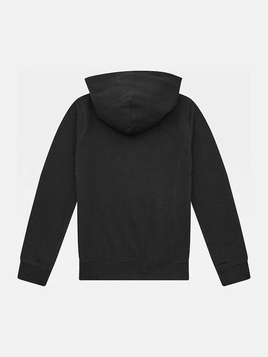 Kids Sweatshirt Cardigan Knitted with Hood Black Essential