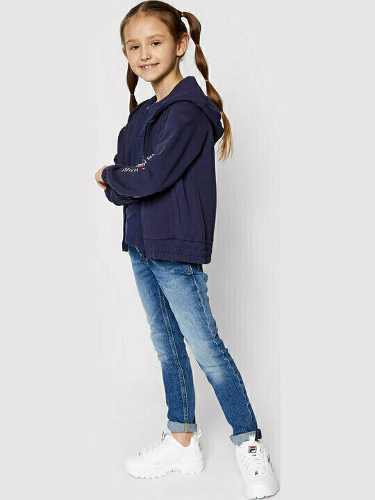 Kids Sweatshirt Cardigan with Hood Blue Essential