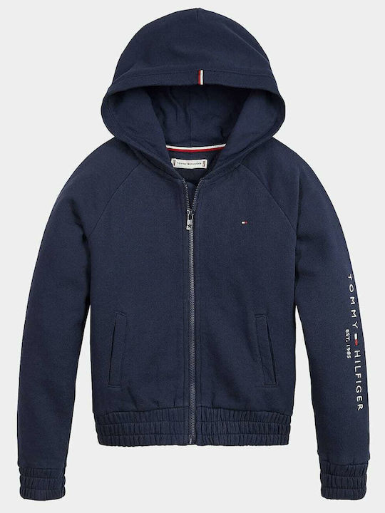 Kids Sweatshirt Cardigan with Hood Blue Essential