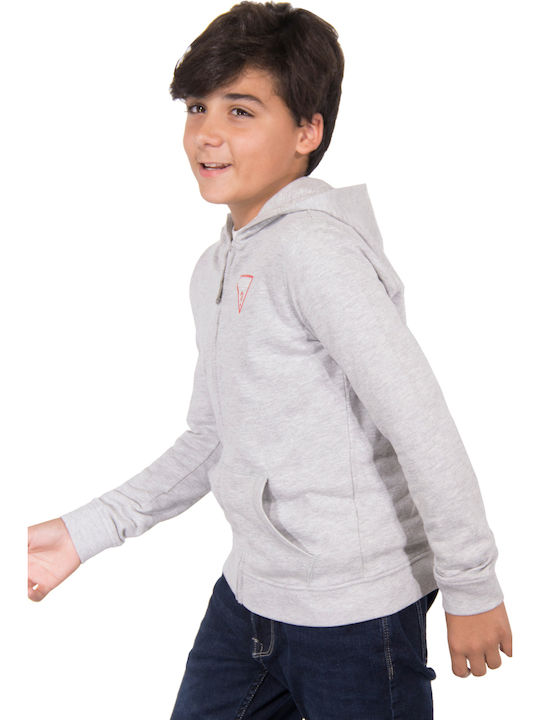 Παιδική Ζακέτα Φούτερ Fleece με Κουκούλα Γκρι Active