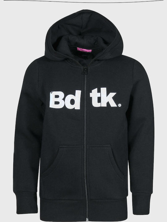 Athletic Kids Sweatshirt Cardigan Cotton with Hood Black