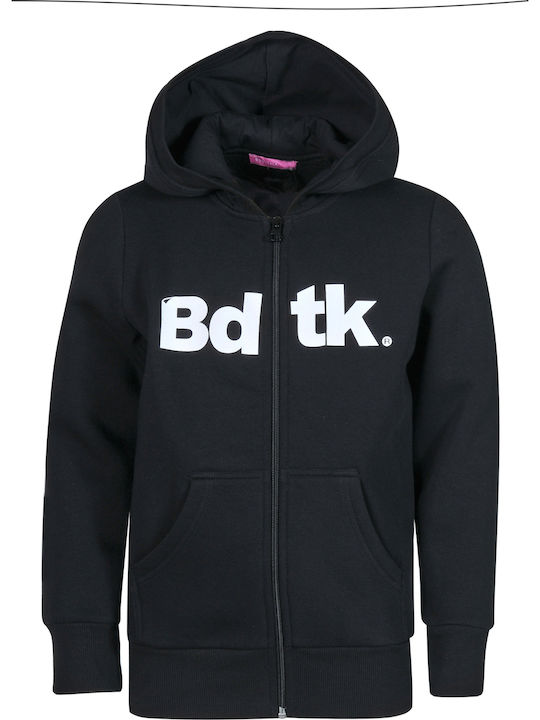Athletic Kids Sweatshirt Cardigan Cotton with Hood Black