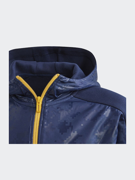 Kinder-Sweatshirt Strickjacke mit Kapuze Marineblau