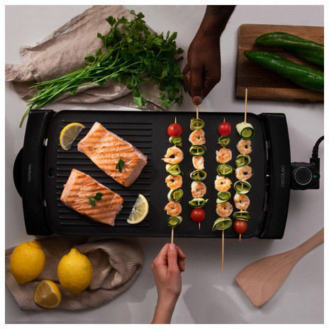Cecotec Tasty & Grill 3000 Tabletop Electric Grill Aluminium Smooth and Ribbed Plate 2600W with Adjustable Thermostat 45cmx25cmcm