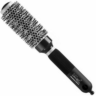 Eurostil Thermal Brush Rubber Handle Brush Hair for Straightening Black 20mm