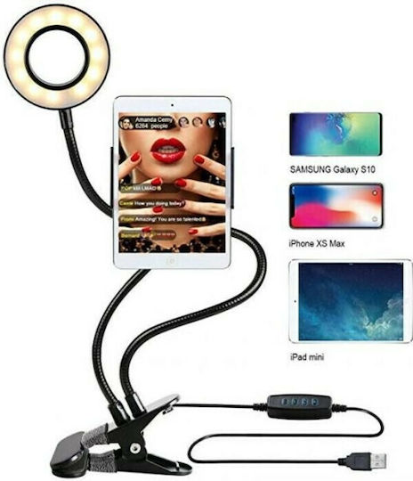 Ring Light 2 in 1 Ring Light 9cm with Desktop Stand/Mount Stand and Mobile Holder