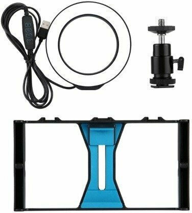 Puluz Led Vlogging Live Smartphone Ring Light 11.7cm 3200 - 6500K with Desktop Tripod and Mobile Phone Holder