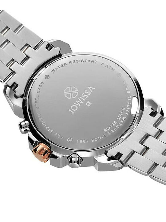 Jowissa Lewy Herrenuhr 42mm Chronograph Batterie mit Metallarmband