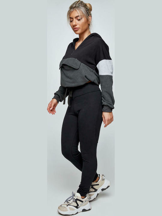 Training Γυναικείο Μακρύ Κολάν Ψηλόμεσο με Fleece Επένδυση Μαύρο