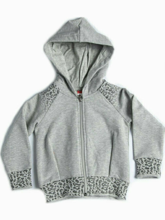 Kids Sweatshirt Cardigan Cotton with Hood Gray