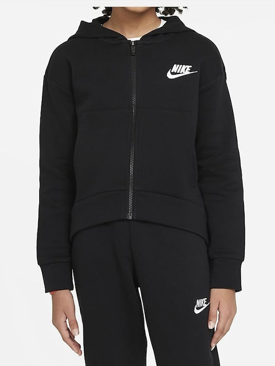 Athletic Kids Cardigan Cotton with Hood Black Sportswear Club