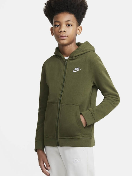 Nike Παιδική Ζακέτα Φούτερ με Κουκούλα Χακί Sportswear