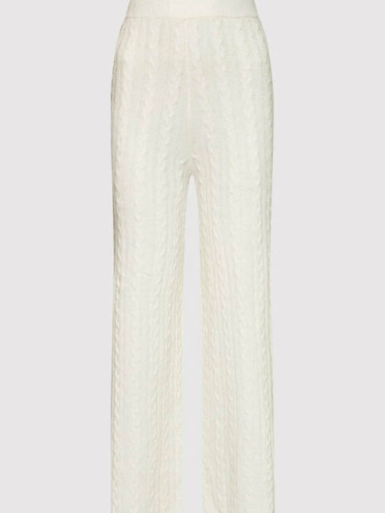 Women's High-waisted Fabric Trousers Flared Regular Fit Beige