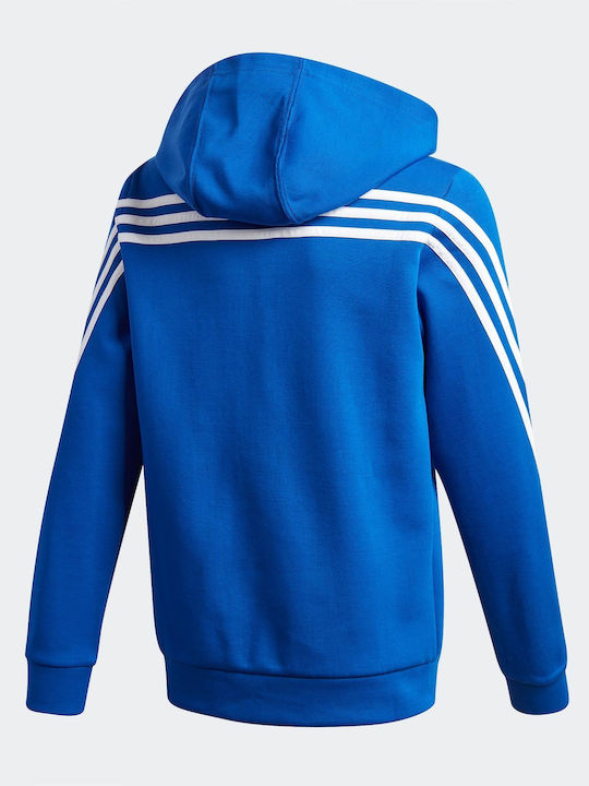 Детски Суичър Жилетка с Качулка и Джобове Син 3-STRIPES