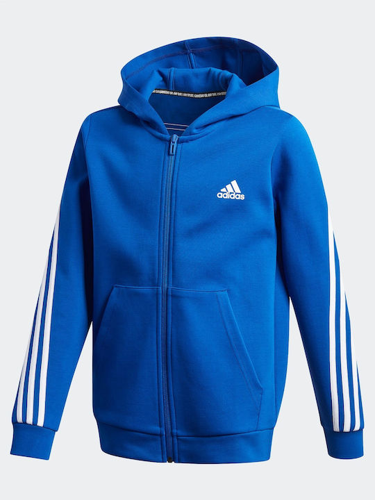 Детски Суичър Жилетка с Качулка и Джобове Син 3-STRIPES