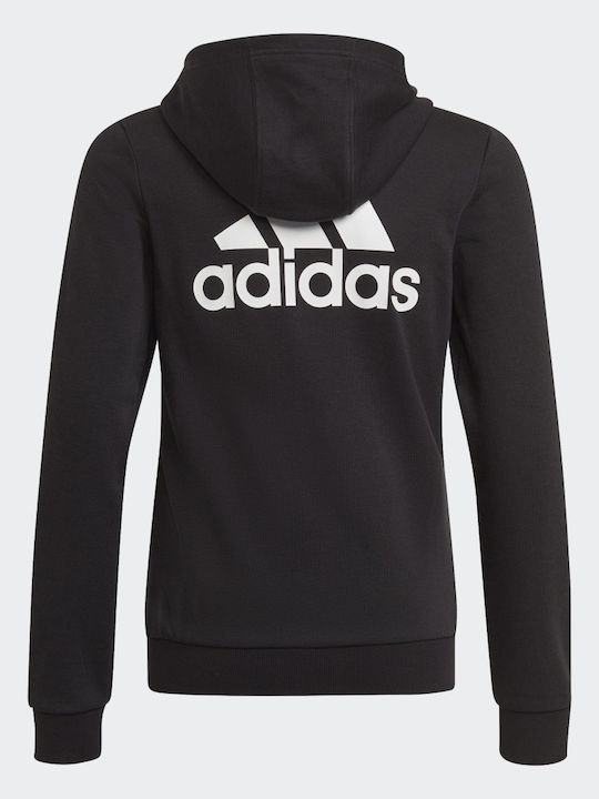 Athletic Kids Sweatshirt Cardigan Cotton with Hood Black Essentials