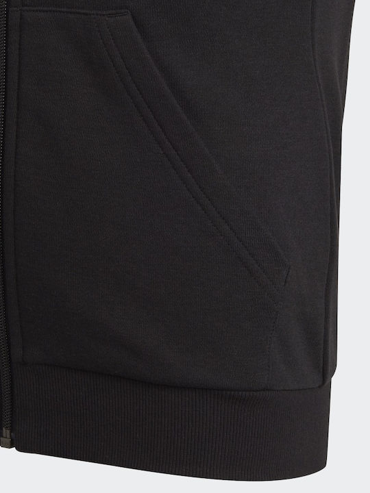 Athletic Kids Sweatshirt Cardigan Cotton with Hood Black Essentials
