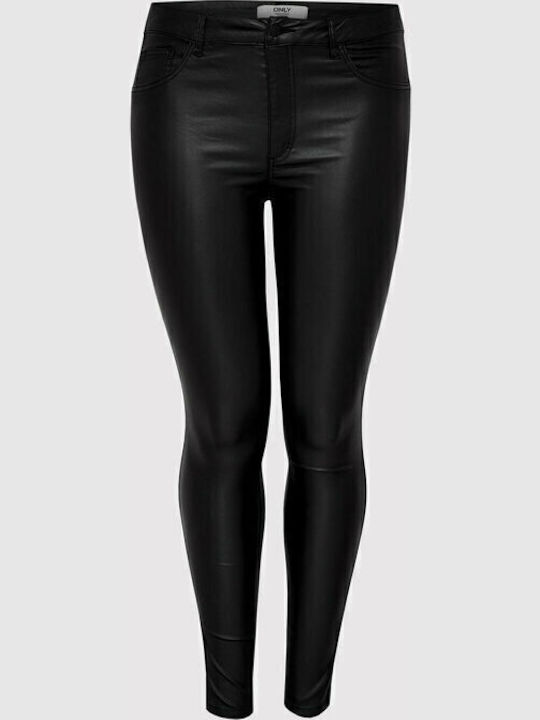 Damen Hoch tailliert Stoff Hose in Enger Passform Schwarz