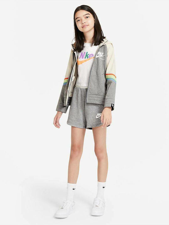 Kids Sweatshirt Cardigan With Hood And Pockets Grey Heritage