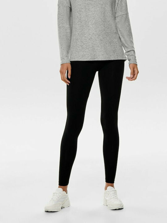 Frauen Lang Leggings Hochgeschnitten Schwarz