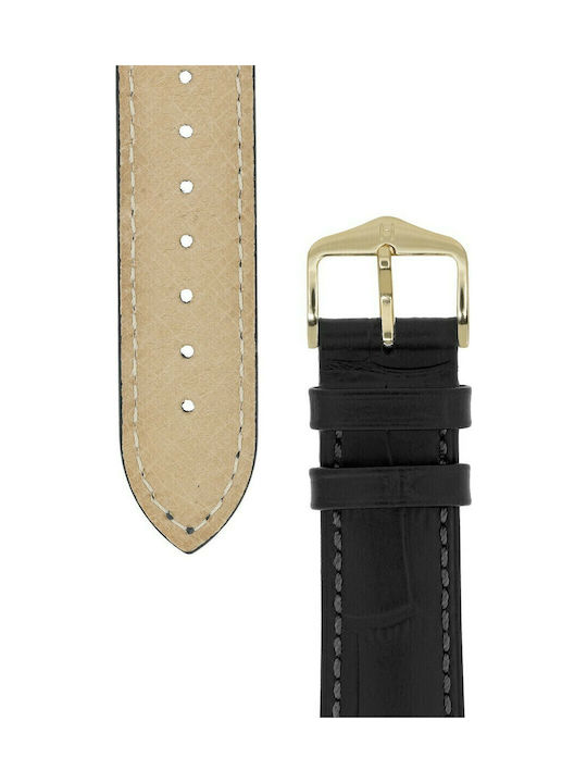 Hirsch Duke Alligator Long Δερμάτινο Λουράκι Μαύρο 20mm