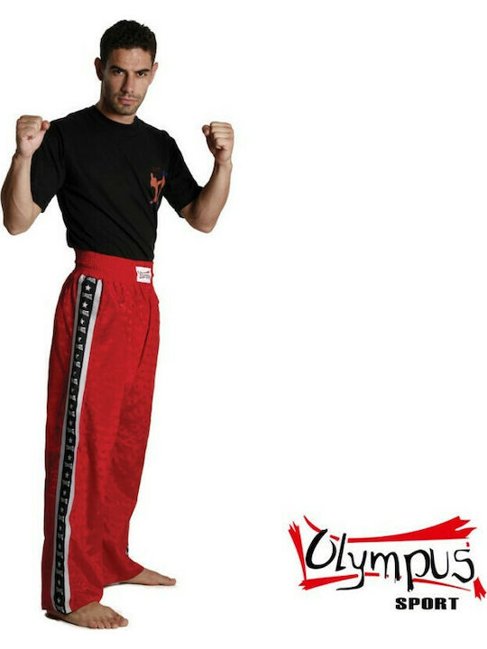 Olympus Sport Trousers Light Polyester Adulți / Copii Pantaloni Kick Boxing Roșu