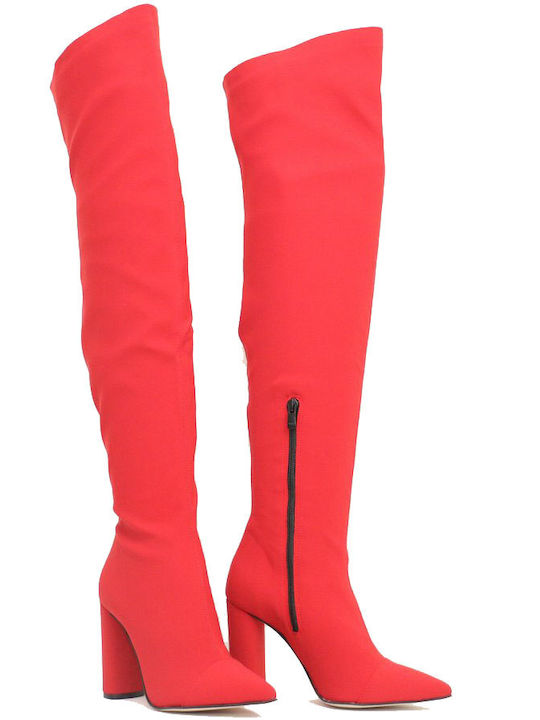 Damenstiefel Über dem Knie Rot