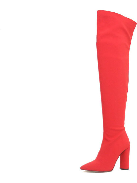 Damenstiefel Über dem Knie Rot