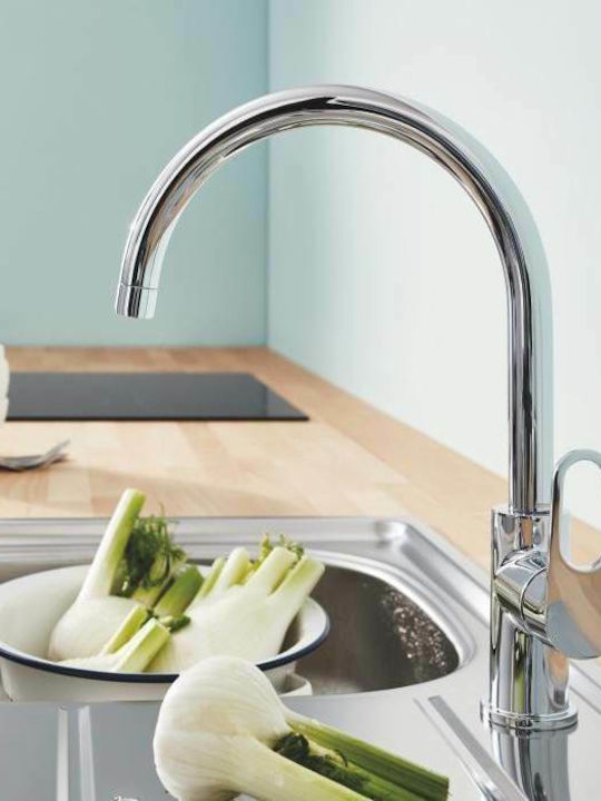 Grohe Bauflow Tall Kitchen Faucet Counter Silver