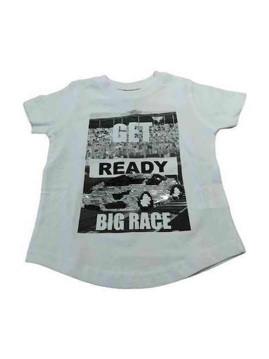 Funky Kids T-shirt White Get Ready Big Race