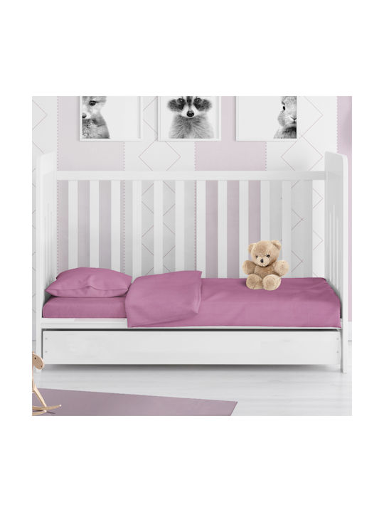 Dimcol Solid Baby Sheet Crib Cotton Fitted Lilac 70x140cm 1916118406249274