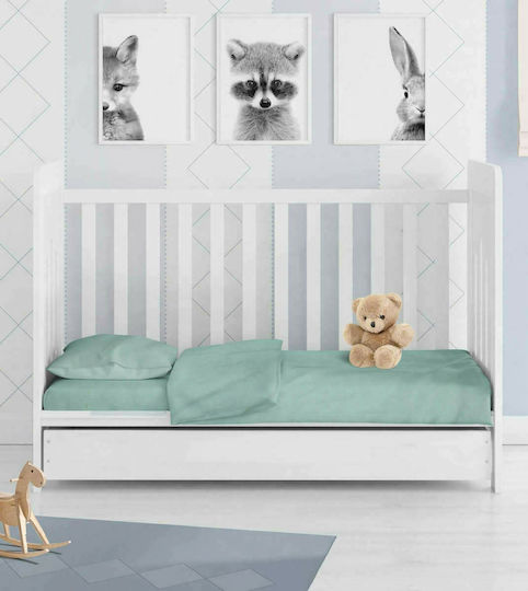 Dimcol Solid Baby Sheet Cradle Cotton Turquoise 80x110cm