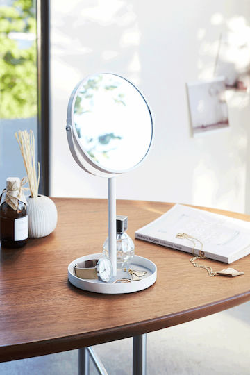 Yamazaki Makeup Mirror Tabletop Tower 16x33cm White